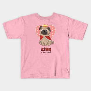 Pug king of my heart Kids T-Shirt